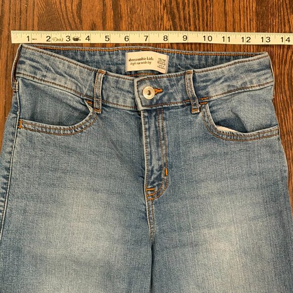 Abercrombie Kids High Rise Wide Leg Jeans Blue Size 13/14 - Picture 8 of 10